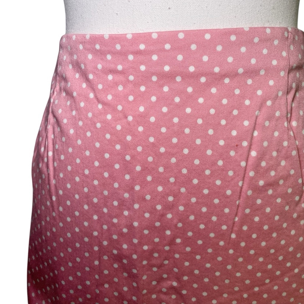 Retro Pink & White Polka Dot High-Waisted Pencil Skirt | Y2K Barbiecore Pin-Up - Picture 4 of 15